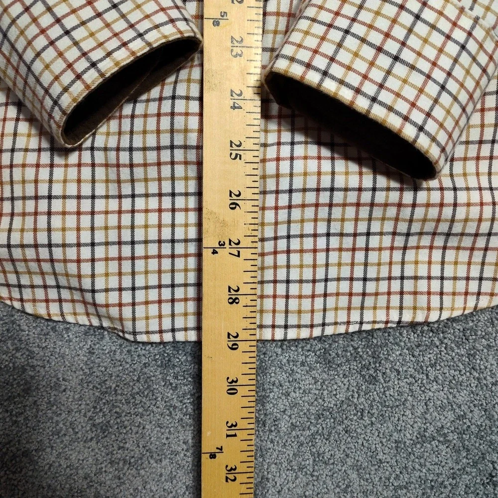 Cabelas Mens Long Sleeve Plaid Button Up Shirt Brown Tan Pocket Casual L
